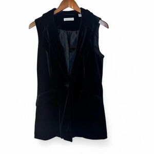 Coldwater Creek Black Velvet Collared Button Front Vest Size 8